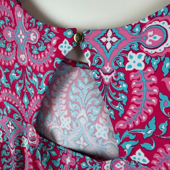 Talbots Effortless Jersey Medallion Open
Back Dress Small Pink‎ Paisley Preppy - Picture 3 of 11